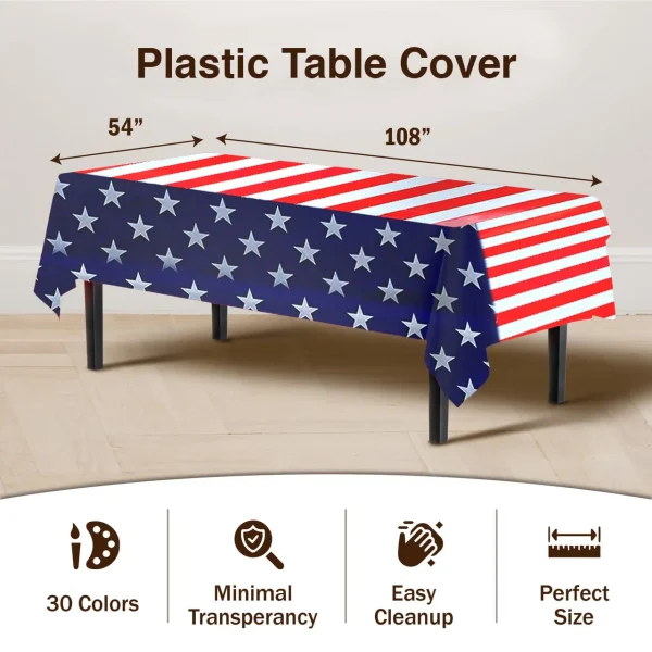 American Flag Plastic Tablecloth
