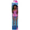 Beach Barbie Doll With Dark Brown Hair Wearing Tropical Purple Swimsuit