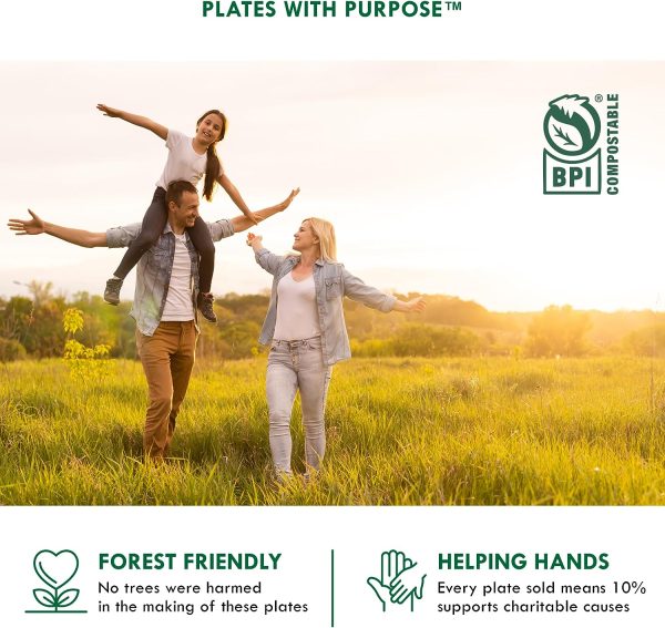 Paper Plates, 100% Compostable Heavy Duty Disposable Plate - [125-Pack] - {PFAS-Free} - {BPI Certified} - [9 Inch] Eco-Friendly, Biodegradable Bagasse Natural Brown 9" Dinner Plates - By Stack Man