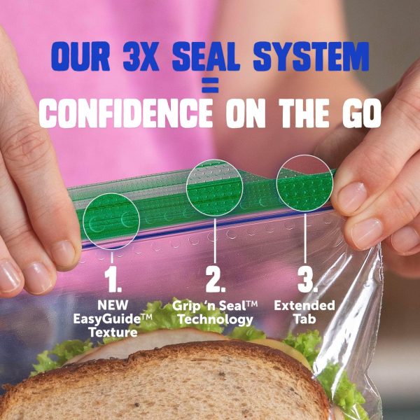 Ziploc Sandwich and Snack Bags with EasyGuide Texture, Plastic Storage Bags with Grip 'n Seal Technology, 280 Bags Total
