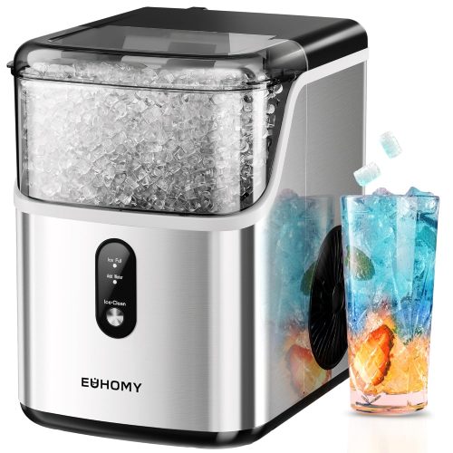 EUHOMY Pebble Counter Ice Maker Machine with 35lbs/24H Soft Ice Self-Cleaning