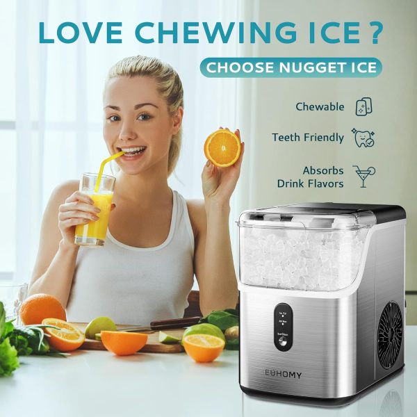 EUHOMY Pebble Counter Ice Maker Machine with 35lbs/24H Soft Ice Self-Cleaning