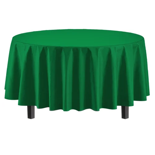 Emerald Green Round Plastic Table Cover