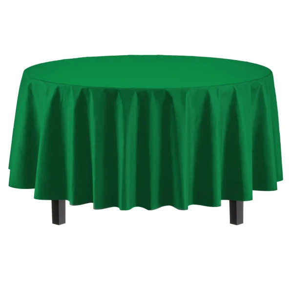 Emerald Green Round Plastic Table Cover