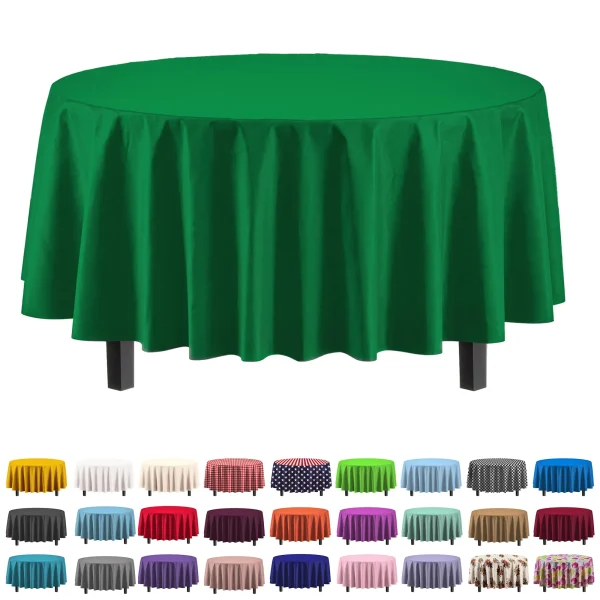 Emerald Green Round Plastic Table Cover