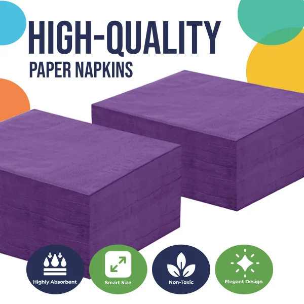 Purple Beverage Napkins | 20 Count
