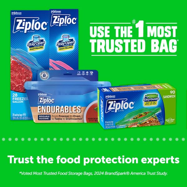 Ziploc Sandwich and Snack Bags with EasyGuide Texture, Plastic Storage Bags with Grip 'n Seal Technology, 280 Bags Total