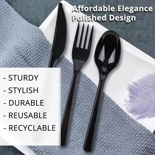 Party Bargains Disposable Cutlery set, SAPPHIRE Design, Clear Color, 360 Pieces: 180 Forks, 120 Spoons, 60 Knives