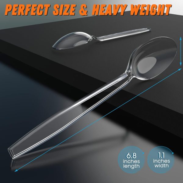 7.5" Clear Plastic Knives Heavy Duty Upgraded Heat Resistant & BPA Free, Solid and Durable Plastic Cutlery, Premium Disposable Knives, for Party Supply(84 Count)