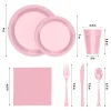 350 Pcs Pink Plastic Disposable Tableware Set