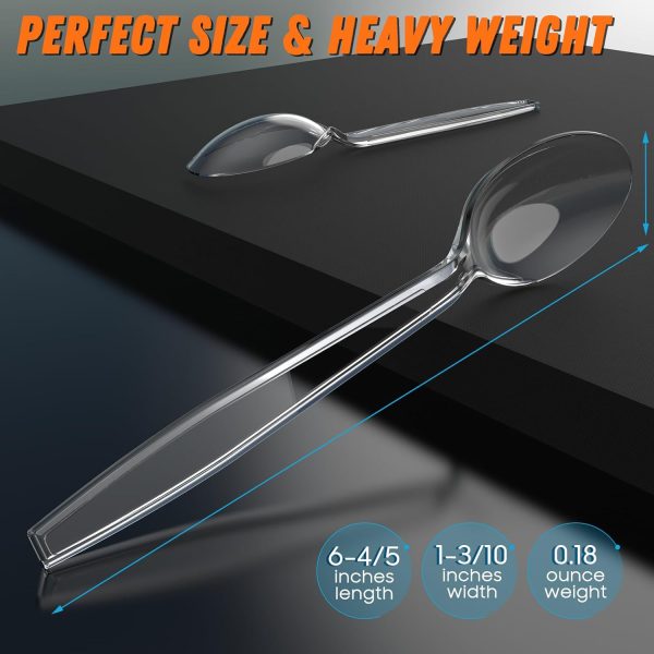 7.5" Clear Plastic Knives Heavy Duty Upgraded Heat Resistant & BPA Free, Solid and Durable Plastic Cutlery, Premium Disposable Knives, for Party Supply(84 Count)