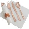 Supernal 60 Pack Pre Rolled Napkins with Gold Plastic Silverware, Premium Disposable Gold Wrapped Cutlery Set Includes: 60 Forks 60 Knives 60 Spoons 60 Napkin for Party