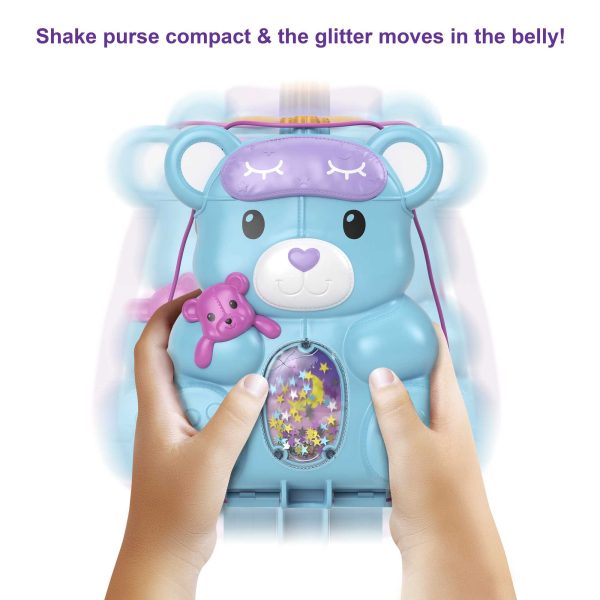 Polly Pocket Teddy Bear Purse Compact, 2 Micro Dolls, 16 Accessories, Pop & Swap Peg Feature, 4 & Up