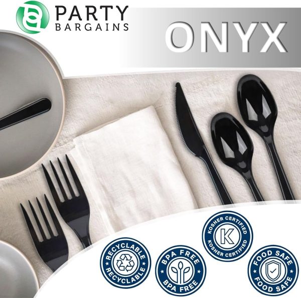 Party Bargains Disposable Cutlery set, SAPPHIRE Design, Clear Color, 360 Pieces: 180 Forks, 120 Spoons, 60 Knives