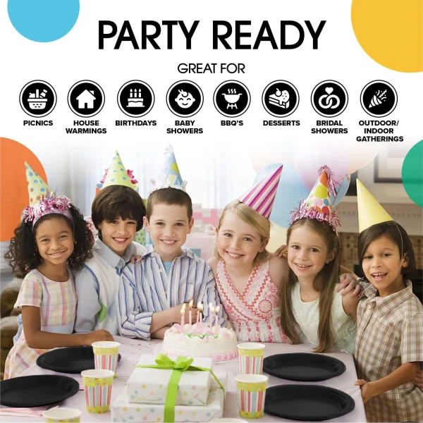 10 In. Black Plastic Plates | 50 Count