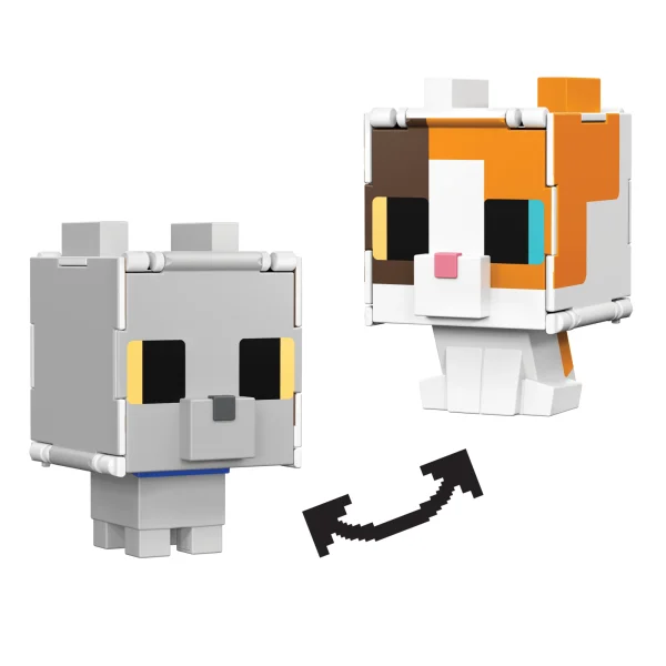 Minecraft Flippin’ Figs Figures Collection, 2-In-1 Fidget Play, 3.75-in Scale & Pixelated Design (Characters May Vary)