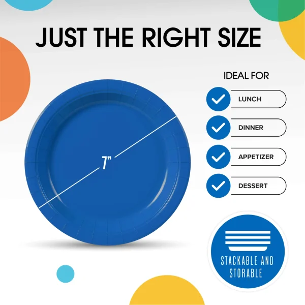 7 In. Dark Blue Paper Plates - 50 Ct.