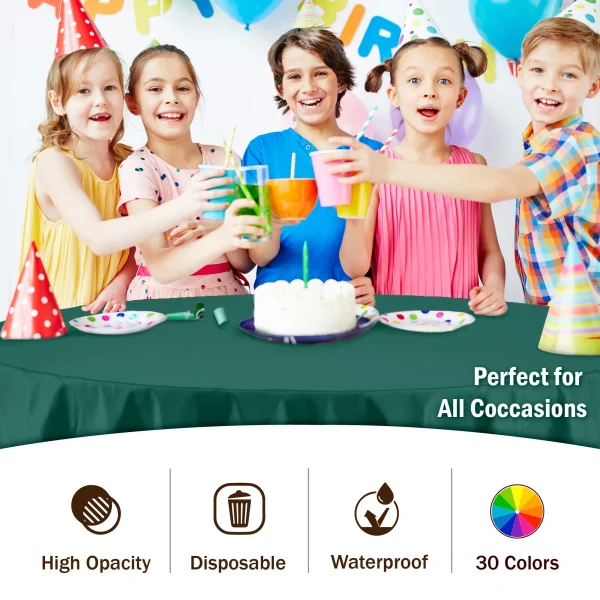 Dark Green Round Plastic Table Cover