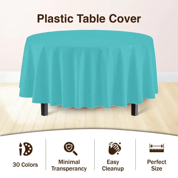 Premium Round Aqua Blue Table Cover