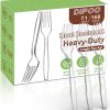 360 Count Plastic Silver Ware Heavy Duty, 120 Forks, 120 Spoons, 120 Knives, Heat Resistant & BPA Free Disposable SilverWare, Disposable Cutlery set, Premium Clear Utencils for Party Supply