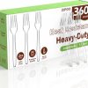 360 Count Plastic Silver Ware Heavy Duty, 120 Forks, 120 Spoons, 120 Knives, Heat Resistant & BPA Free Disposable SilverWare, Disposable Cutlery set, Premium Clear Utencils for Party Supply