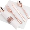 Supernal 60 Pack Pre Rolled Napkins with Gold Plastic Silverware, Premium Disposable Gold Wrapped Cutlery Set Includes: 60 Forks 60 Knives 60 Spoons 60 Napkin for Party