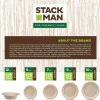 Paper Plates, 100% Compostable Heavy Duty Disposable Plate - [125-Pack] - {PFAS-Free} - {BPI Certified} - [9 Inch] Eco-Friendly, Biodegradable Bagasse Natural Brown 9" Dinner Plates - By Stack Man