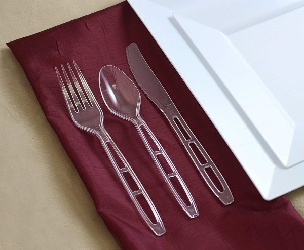 Party Bargains Disposable Cutlery set, SAPPHIRE Design, Clear Color, 360 Pieces: 180 Forks, 120 Spoons, 60 Knives