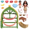 Disney Moana 2 Toys, Moana & Simea Village Home Playset, 2 Small Dolls, Friend Figure & 15 Accessories