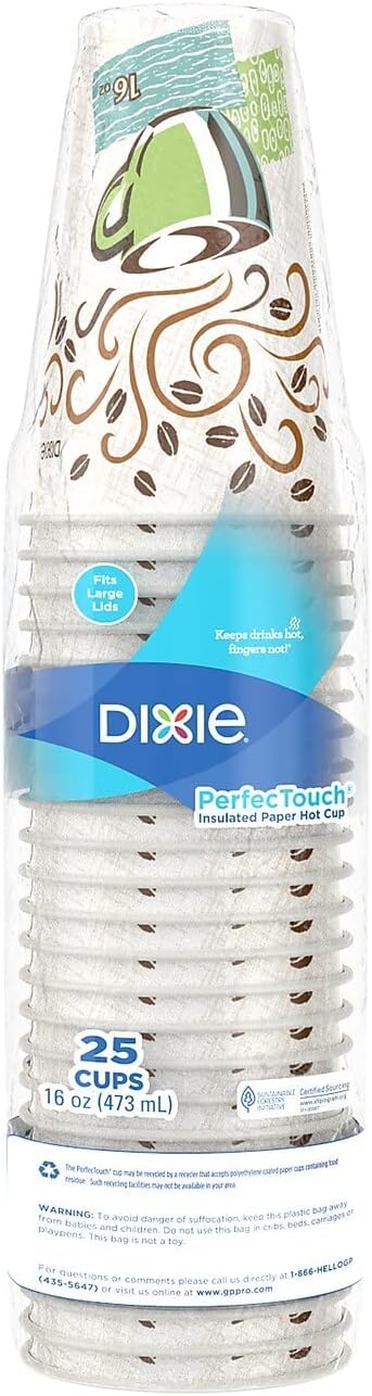 Dixie PerfecTouch 12 Oz Insulated Paper Hot Coffee Cup by GP PRO (Georgia-Pacific); Coffee Haze; 5342DX; 500 Count (25 Cups Per Sleeve; 20 Sleeves Per Case)