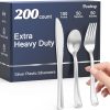200 Count Heavy Duty Gold Plastic Silverware, 100 Forks, 50 Spoons, 50 Knives, BPA-Free, Heat Resistant, Disposable Gold Plastic Utensils Set, Gold Plastic Cutlery Set, Plasticware Bulk