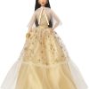 2023 Holiday Barbie Doll, Seasonal Collector Gift, Golden Gown And Black Hair