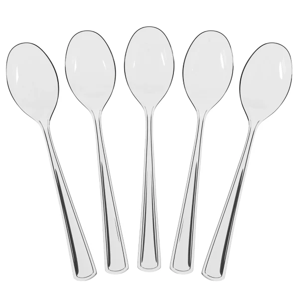 Heavy Duty Clear Plastic Spoons | 50 Count