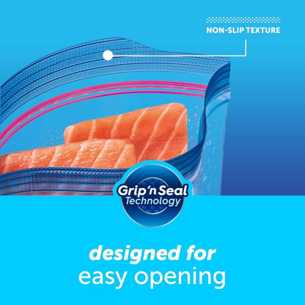 Ziploc 2 Gallon Food Storage Freezer Bags, Grip 'n Seal Technology for Easier Grip, Open, and Close, 30 Bags Total