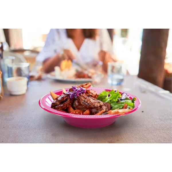12 Oz. Hot Pink Plastic Bowls | 8 Count