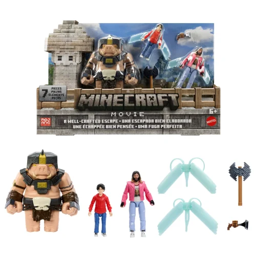 Minecraft A Well-Crafted Escape Figure Pack With 3 Action Figures & 4 Accessories Inspired By The Movie