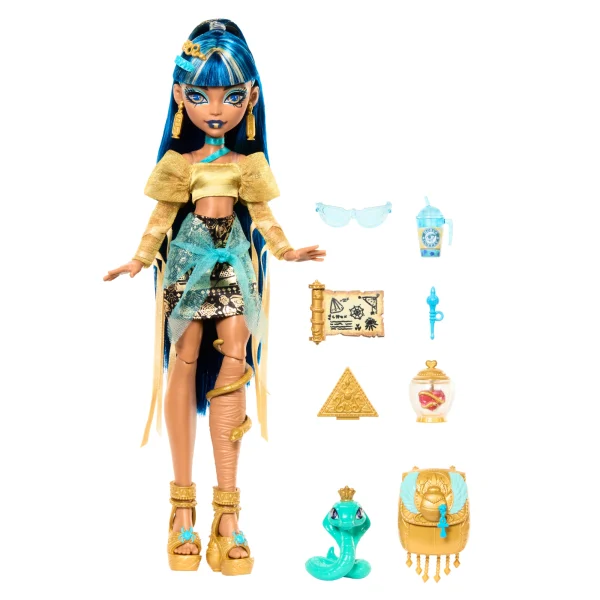 Monster High Cleo De Nile Fashion Doll With Pet Hissette And Accessories