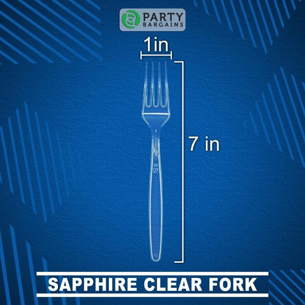 Party Bargains Disposable Cutlery set, SAPPHIRE Design, Clear Color, 360 Pieces: 180 Forks, 120 Spoons, 60 Knives