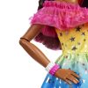 Barbie Large Doll, Dark Brown Hair, 28 Inches Tall With Rainbow Dress & Accessories Like Shooting Star Handbag