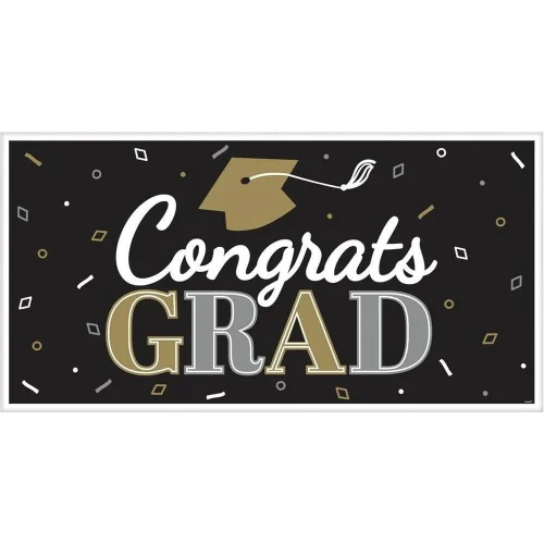 Graduation Grad Large Plastic Horizontal Banner 1ct