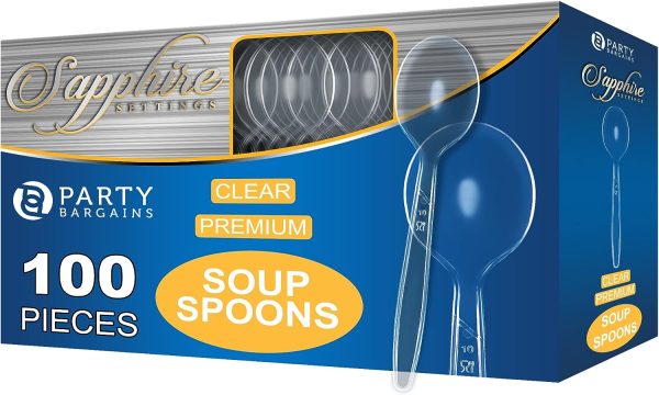 Party Bargains Disposable Cutlery set, SAPPHIRE Design, Clear Color, 360 Pieces: 180 Forks, 120 Spoons, 60 Knives