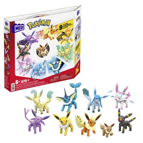 MEGA Pokémon Action Figure Building Toys For Kids, Every Eevee Evolution With 470 Pieces, 9 Poseable Characters, Gift Idea