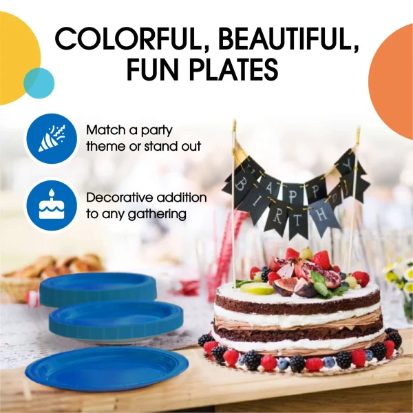 7 In. Dark Blue Paper Plates - 50 Ct.