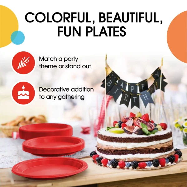 10 In. Red Plastic Plates | 50 Count