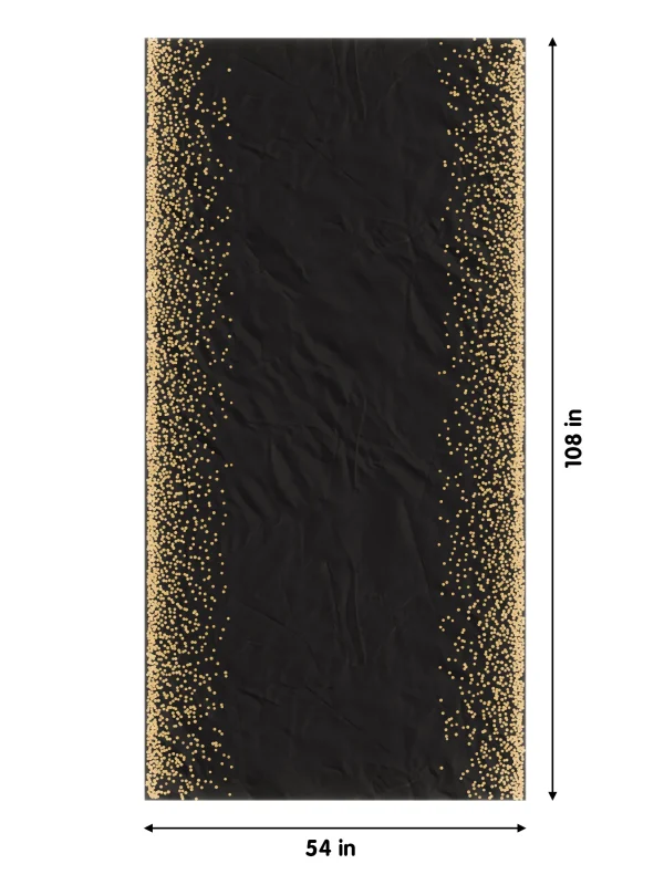 Celebrate Printed Table Cover 54" x 108" Black/Gold