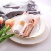 Supernal 60 Pack Pre Rolled Napkins with Gold Plastic Silverware, Premium Disposable Gold Wrapped Cutlery Set Includes: 60 Forks 60 Knives 60 Spoons 60 Napkin for Party