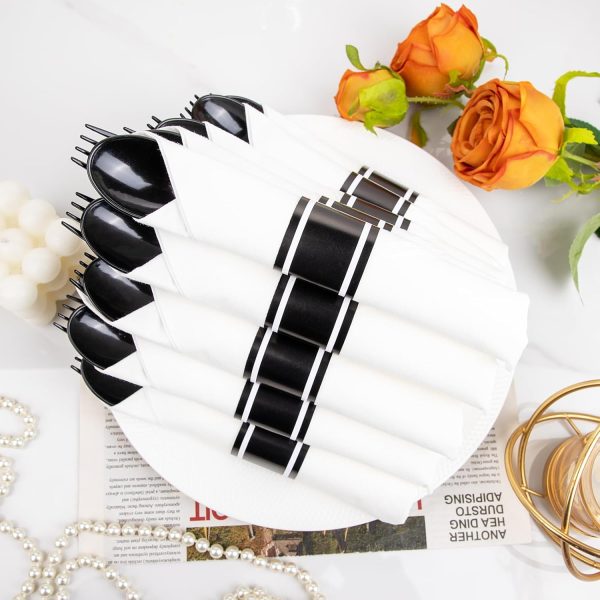 Supernal 60 Pack Pre Rolled Napkins with Gold Plastic Silverware, Premium Disposable Gold Wrapped Cutlery Set Includes: 60 Forks 60 Knives 60 Spoons 60 Napkin for Party