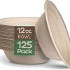 Paper Plates, 100% Compostable Heavy Duty Disposable Plate - [125-Pack] - {PFAS-Free} - {BPI Certified} - [9 Inch] Eco-Friendly, Biodegradable Bagasse Natural Brown 9" Dinner Plates - By Stack Man