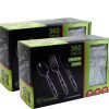 Party Bargains Disposable Cutlery set, SAPPHIRE Design, Clear Color, 360 Pieces: 180 Forks, 120 Spoons, 60 Knives