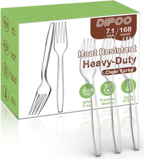 7.5" Clear Plastic Knives Heavy Duty Upgraded Heat Resistant & BPA Free, Solid and Durable Plastic Cutlery, Premium Disposable Knives, for Party Supply(84 Count)